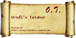Orsós Talabor névjegykártya
